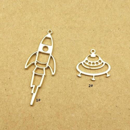 10pcs rocket and spaceship charm for jewelry making and crafting fashion earring pendant diy charm