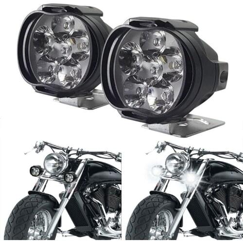 2pcs 6 LED Motorcycle Headlight SpotLights Auxiliary High Brightness Lamp Electric Vehicle Scooters Autocycle Modified Bulbs