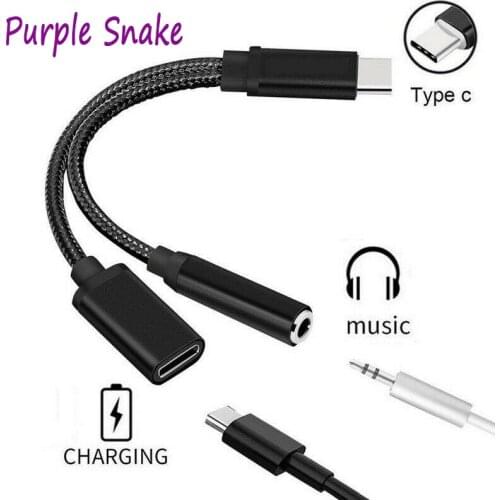 2 In 1 USB C To 3.5mm Headphone Jack Adapter Type C Charge Audio Aux Adaptor USB-C to 3.5mm AUX Audio Cable For Samsung Xiaomi