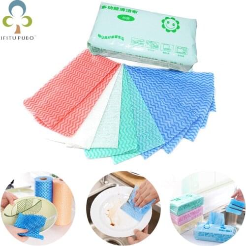 80Pcs/set Multifunction kitchen dishwashing cloth Environmentally non-woven disposable washcloth Kitchen Cleaning YJN