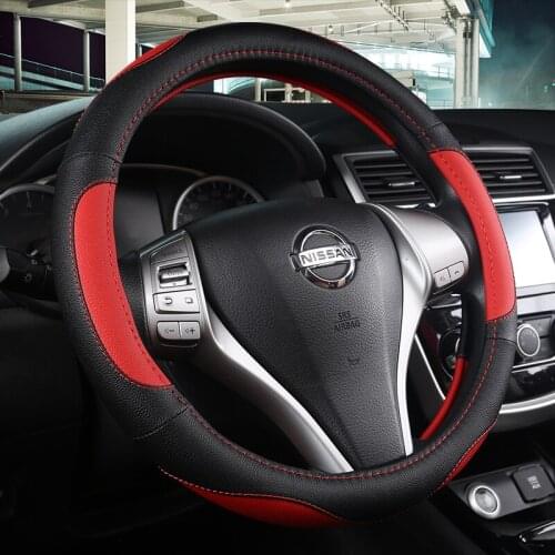 Leather Steering Wheel Cover for Nissan Qashqai Juke Primera Versa Almera Terrano Kicks March Murano 350z Terrano NV200