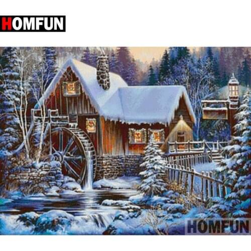 HOMFUN Full Square/Round Drill 5D DIY Diamond Painting "House landscape" Embroidery Cross Stitch 5D Home Decor A18001