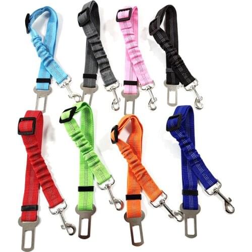 Pet Supplies Car Seat Belt Dog Seat Belt Dog Leash Vehicle Belt Adjustable Cushioning Elastic Reflective Safety Rope for Dog Cat