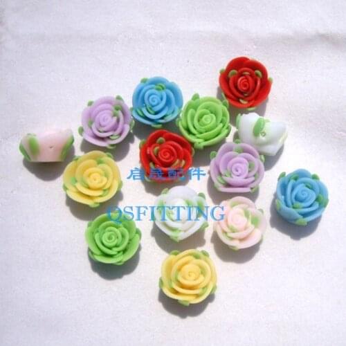 Free shipping,DIY accessories,18mm polymer clay flower,mix color,new style rose,earring accessory