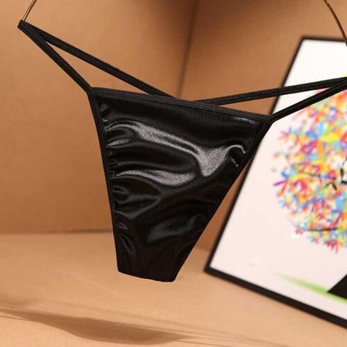 Shiny Satin Men Erotic Porn Thongs Large Size Low Waist G Strings Mini T-back Seamless Soft Underpants Panties Sexy Underwear