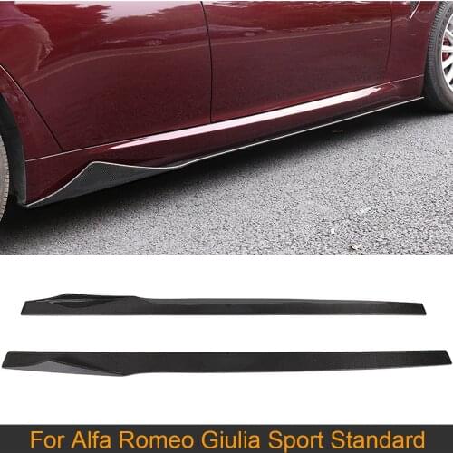 Carbon Fiber Side Skirts For Alfa Romeo Giulia Standard Sport 2017 - 2020 Car Body Kits Side Door Bumper Skirts Extension Lip