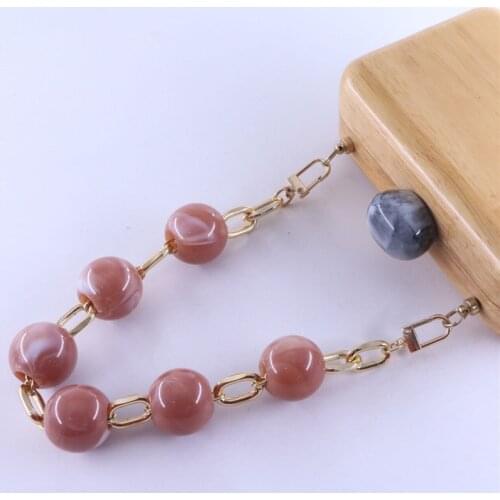 2020 fashion custom length chunky 30 mm plastic acrylic beads chain strap bag custom chain