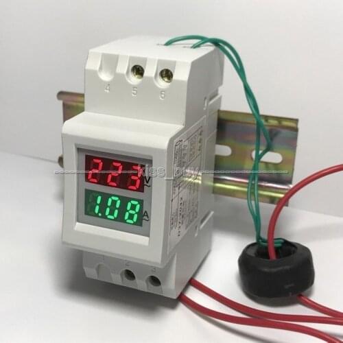 DYKB Din-Rail AC Meter Digital Voltmeter Ammeter LED Voltage Current Meter W Transformer AC 80-300V 250-450V 100A 110V 220V 380V