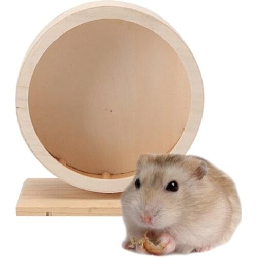 Wooden Hamster Running Exercise Wheel Mouse Hedgehogs Small Pet Wooden House Funny Wheel Running Rest Playing Exercise Toy
