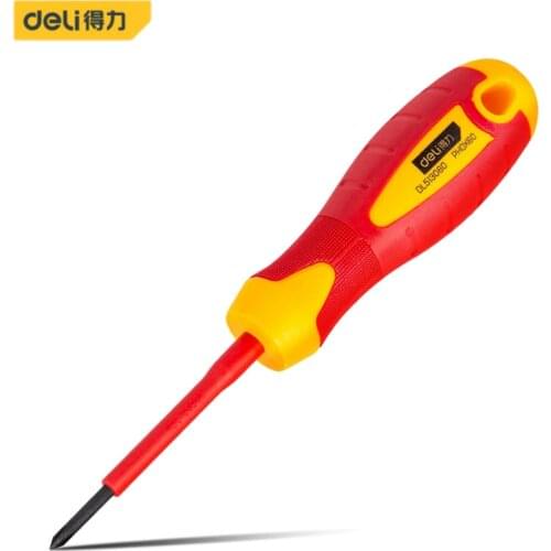 Deli VDE Insulated Screwdriver Set 1000V with Magnetic Tip TPR Handle Electrician Soft-Grip Slotted Phillips Screwdriver 1pc
