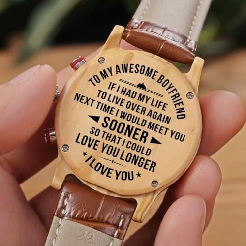 To My Awesome Boyfriend Engraved Luxury Fashion Leisure 30m Waterproof Engraved