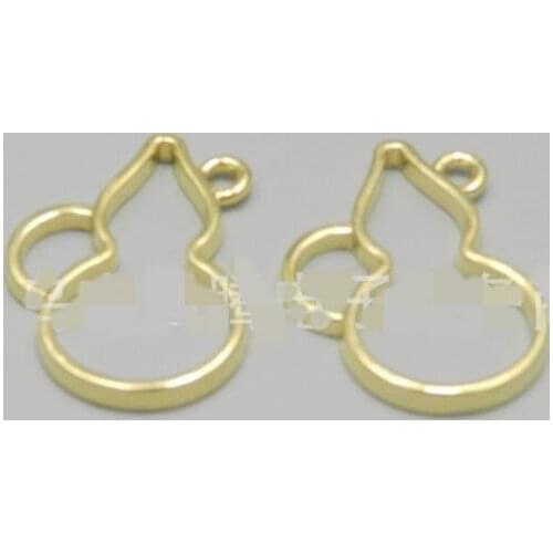 GLADZGT 10 pcs/lot Treasure gourd shape Metal Frame Pendant Gold Charm Bezel Setting Cabochon Setting UV Resin Charms