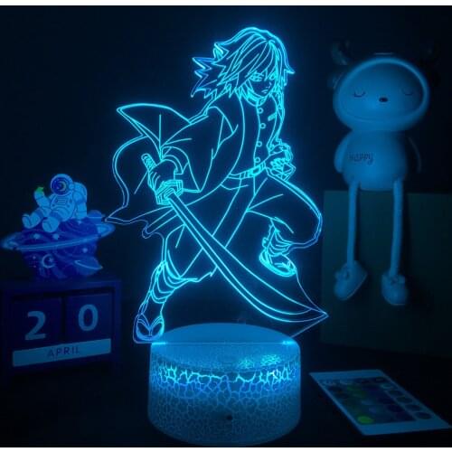 Kimetsu No Yaiba 3d Lamp Giyu Tomioka Figures Light for Bedroom Decor Kids Birthday Gift Manga Gadget Giyuu Lamp Demon Slayer
