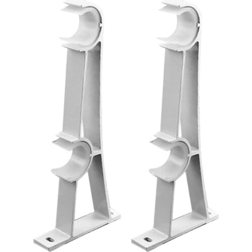 Behogar White 2PCS 20.5 x 8cm Curtain Rod Ring Track Drapery Poles Double Aluminum Alloy Curtain Bracket Holder Accessories