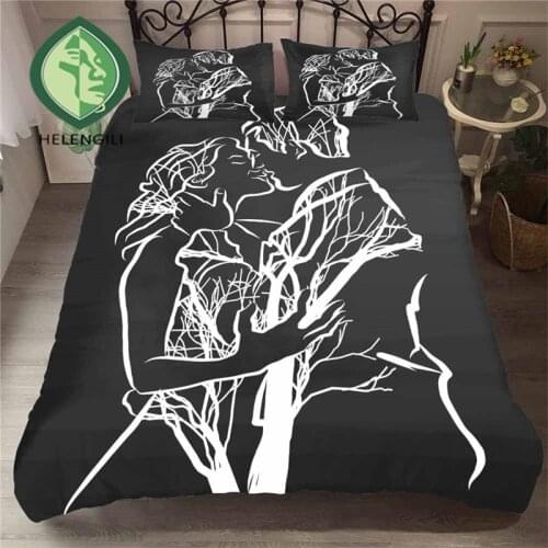 HELENGILI 3D Bedding Set Kiss Lips Mouth Print Duvet Cover Set Lifelike Bedclothes with Pillowcase Bed Set Home Textiles #ZUI-17