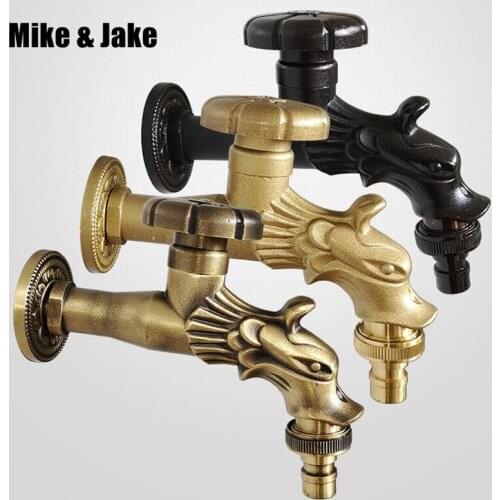 Brass antique single cold wall tap washing machine mop tap dragon-shaped single cold tap single cold wall nozzle
