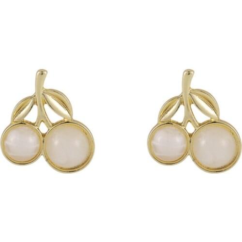 Summer Style Fresh and Small Cute Cherry Earrings Girls Short Red White Outing Sweet Drop Earring Dangle Women Ear Jewelry