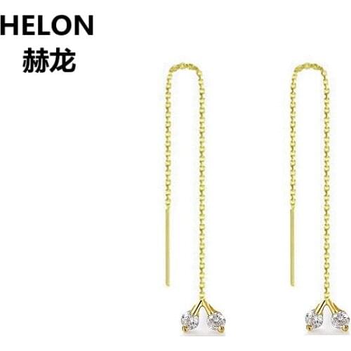 Trendy SI/H 100%Natural Diamonds Drop Earrings Solid 18k Yellow Gold Engagement Wedding Women Earrings Unique Chain Earrings