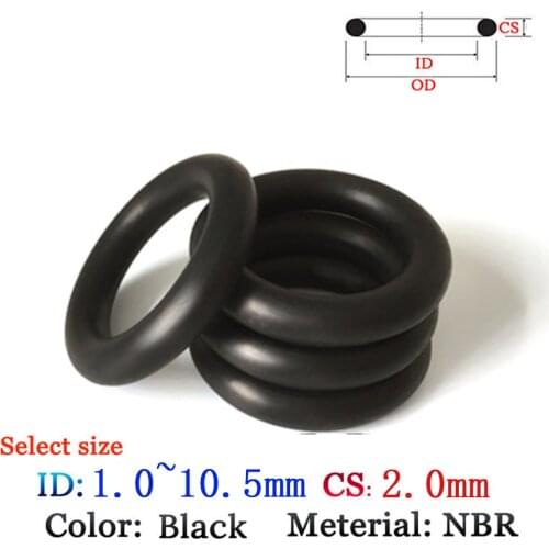 CS2.0mm ID1.0-10.5mm NBR Rubber O-Ring Washer Seal Plastic gasket Silicone film oil and water gasket sealing