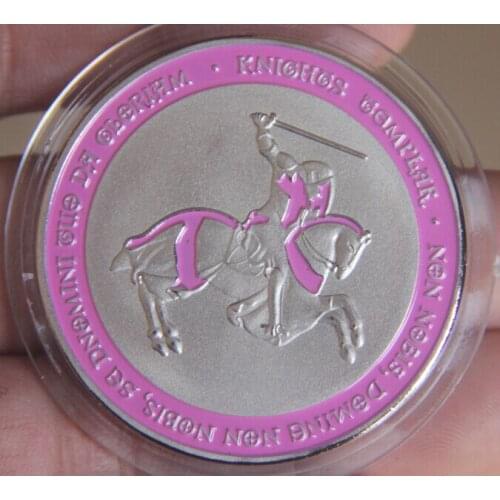 Pink Horse Sword Knight Silver Color Plated Commemorative Coin Badge Medal Souvenir Party Arts Gifts Souvenir
