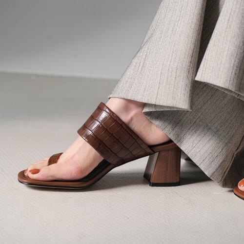 New Fashion Women Shoes Classics Stone Texture Open Women Sandals High Heels Handmade Slippers Size 34-40 Platform Shoes