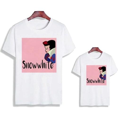 Snow White Family Matching Clothes Family Matching Outfits Baby Girl Boy Father Mother T Shirts Summer Short Sleeve Casual Tops