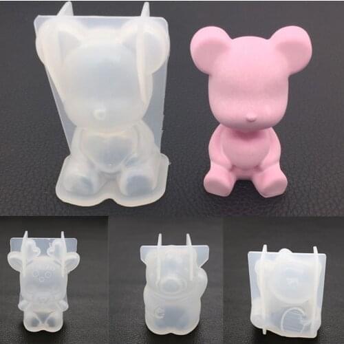 3D Animal Resin Molds DIY Candle Making Resin Casting Molds Cute Bear Rabbit Dog Cat Deer Epoxy Silicone Molds Handmade Craft