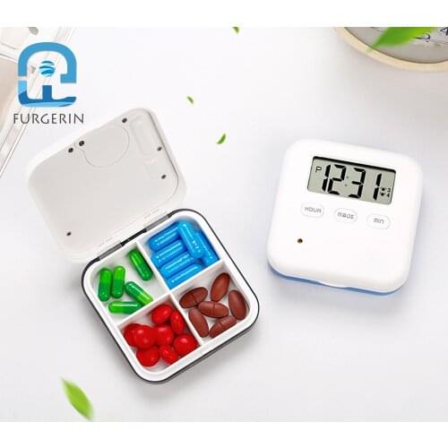 FURGERIN Intelligent Timing Drug Box Organizer first aid kit medical box plastic storage boxes Timed Reminder Mini Medical Boxes