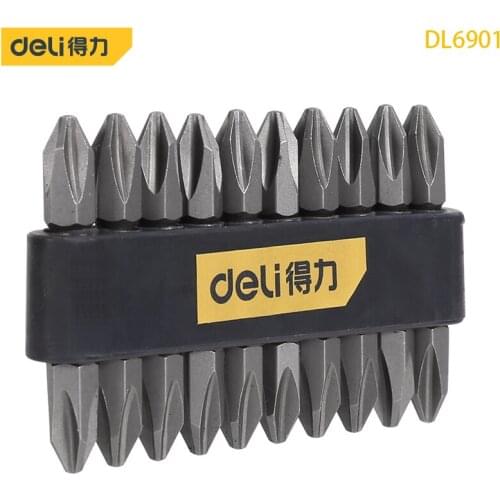 Deli DL6901 Specification: PH2X50 6.3mm Series Screwdriver Bits 10-Piece Set S2 Alloy Steel Material Bit With Strong Magnetism