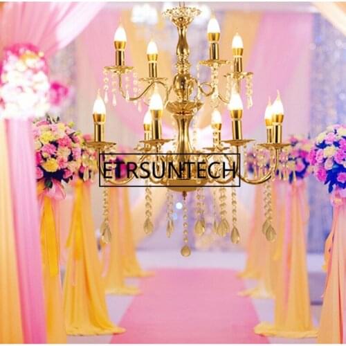 Wedding Metal Crystal Chandelier Ceremony Pavilion Ceiling 12 Lights Wedding Centerpiece props KTV Party Restaurant Decoration