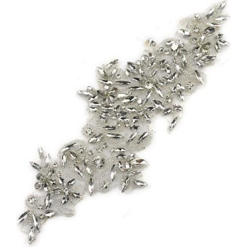 Bridal Belt Wedding With Silver Crystals Rhinestone Applique Sash Belt For Wedding Dress WRA-1042