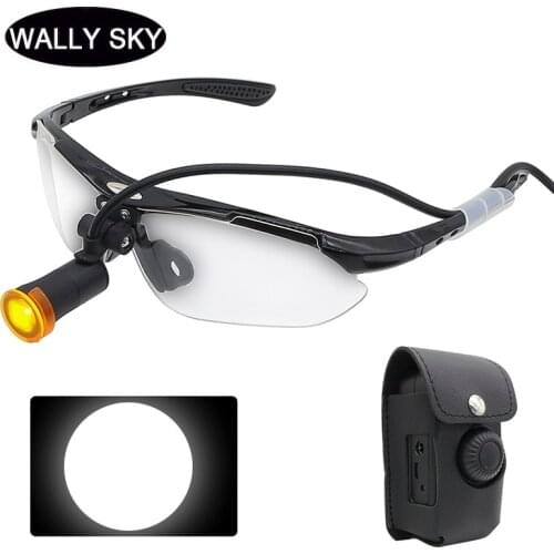 LED Headlight 3W Headlamp Spotlight Ultralight Eyeglasses for Dentistry Surgery Surgical Medical Operation Loupe with Battery