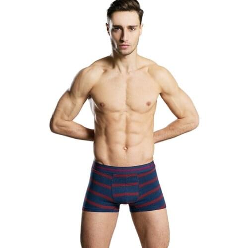4 pcs/lot Mens Underpants Big Size Cotton Striped Boxers Soft Comfortable Panties Four Corner Underwear Boxer