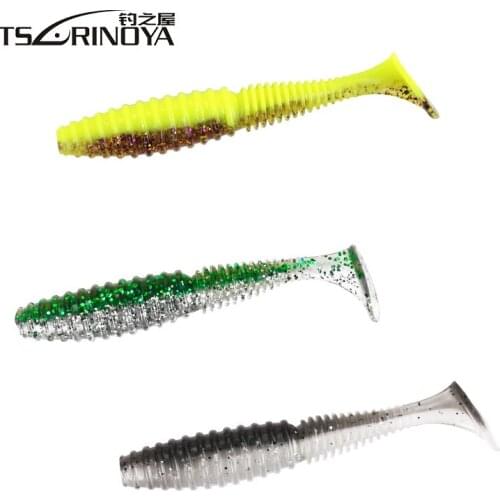 TSURINOYA 6pcs Soft Bait 75mm 3.2g T-tail Fishing Lures Isca Artificaial Para Pesca Leurres Souple Peche Wobbler Fishing Tackle