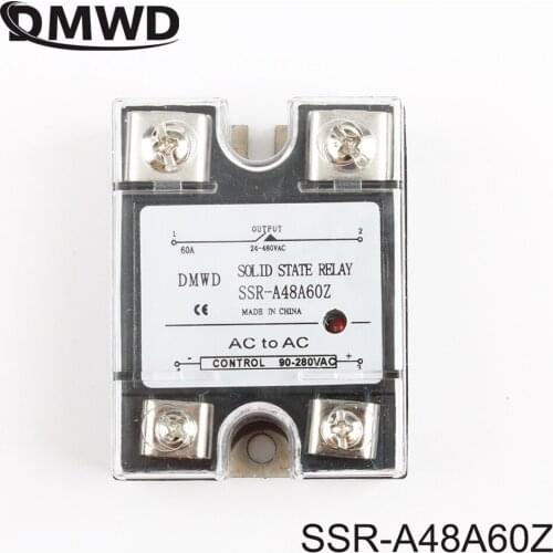 Solid state relay SSR-60AA 60A 90-280V AC TO 24-480V AC SSR 60AA relay solid state with LED indicator SSR-A48A60Z