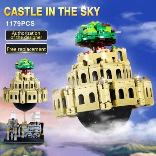 In Stock XB05001 Creative Series Sky City Music Box Childrens Puzzle Plug-in Building Block Toys 1179Pcs Gift for Child