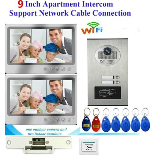 Video Intercom 9 Inch Wifi Wireless Video Door Phone Doorbell Intercom System Android IOS APP For 2 Units Apartment
