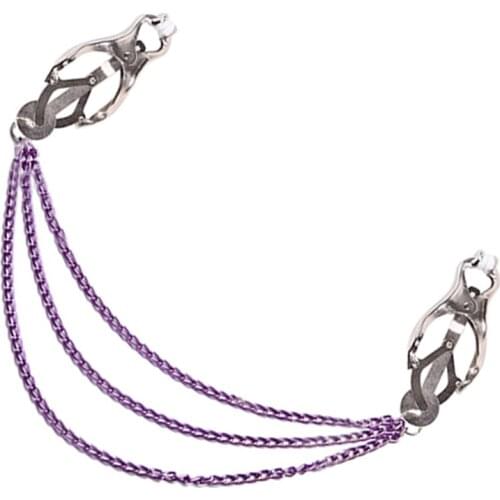 Three Chain Metal Nipple Clamps Clips Flirting Nipple Clamp Teasing Sex Bdsm Bondage Kit Slave Pinzas Pezones Adult Sex Toys