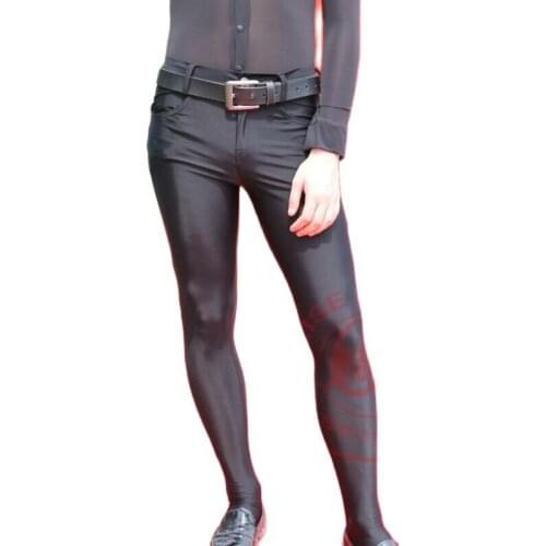 Plus Size Hot Sexy Men Pantyhose Tights Casual Pants Night Clubwear High Elastic Bodycon Pencil Pants Joggers Trousers Pantalon