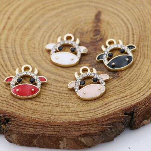 10Pcs Gold Color Enamel Ox Cow Charm Pendant for Jewelry Making Bracelet Necklace DIY Accessories Earrings Handmade Craft
