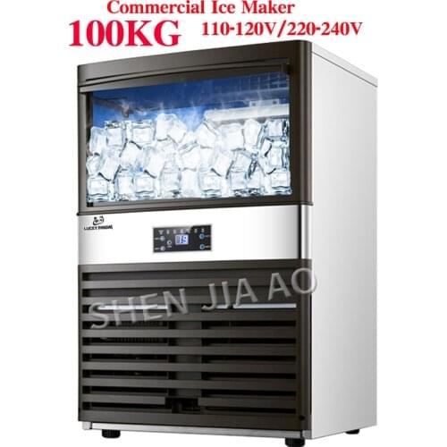 100KG Commercial Ice Machine Ice making machine Milk Tea room/small bar/Coffee shop fully automatic ice cube machine110v/220v