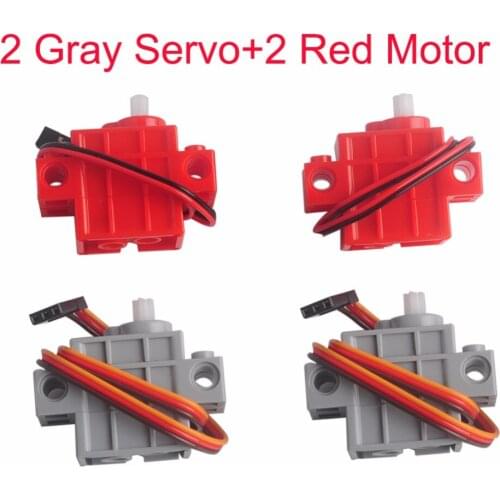 2Pcs 270 Degree Programmable Gray Geek Servor +2Pcs Red Gear Motor for micro:bit Robotbit LEGO Smart Car Makecode MB0008