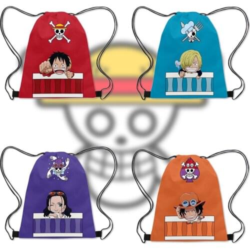 2021 Anime Once Piece Drawstring Bags Kawaii Cartoon Boys Girls Cosplay Drawstring Bags Unisex Men Women Backpack Handbags