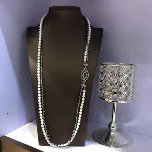 2021 New Hot Brand Fashion Jewelry For Women Pearls Chain Party Light Gold Color Charm Crystal Pendant Hot