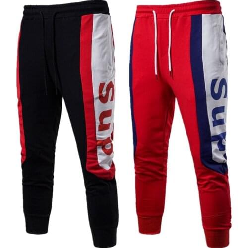 2019 spring belt elastic waist letter printing matching mouth casual sweatpants mens sport joggers running pants plus size 5XL