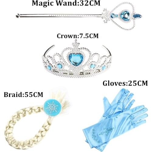4 PCS/Set Girls Women Role-play Headwear Princess Halloween Cosplay Accessories Magic Wand+Crown+Braid+Gloves