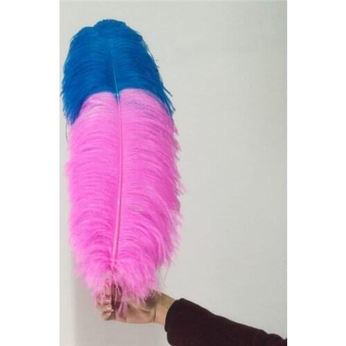 50pcs/lot Dyed two tone Ostrich feathers 70-75cm Turquoise Blue+Pink color Bicolors Ostrich Feather plumes High quality
