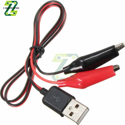 58cm Alligator Cilps To USB Plug Test Cable Connector Dual Tester Probe Power Supply Adapter Wire Cable Red and Black
