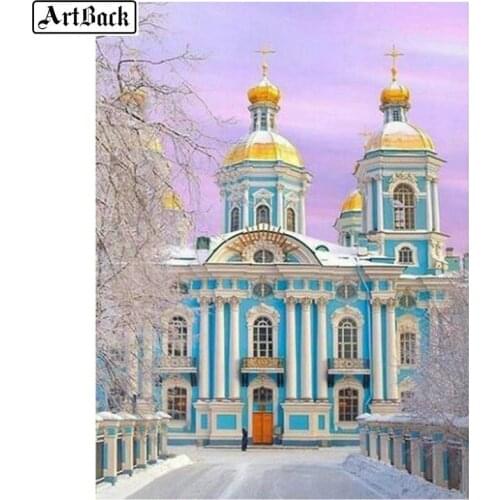 5d diamond painting castle winter scenery full square drill diamond mosaic 3d full round diamond embroidery sticker