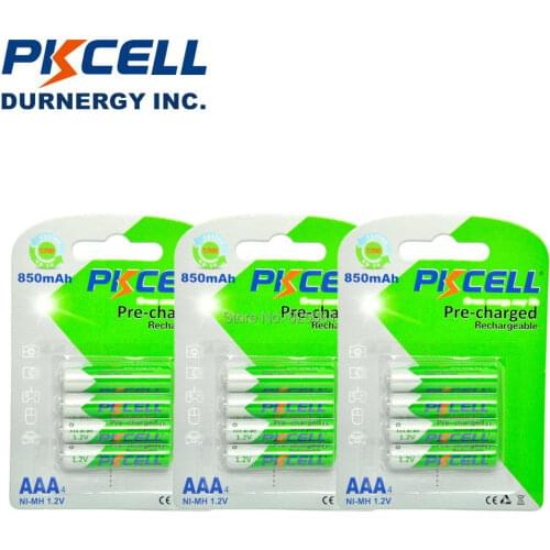 12Pcs 3Card NIMH AAA 850 Battery 1.2v Rechargeable Precharge Batteries For Flashlight Camera